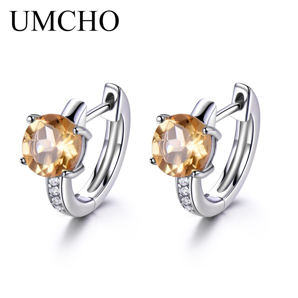 UMCHO 2.0ct Natural Peridot Clip Earrings For Women Genuine 925 Sterling Silver Earrings Female Fine Jewelry Fashion 2018 New