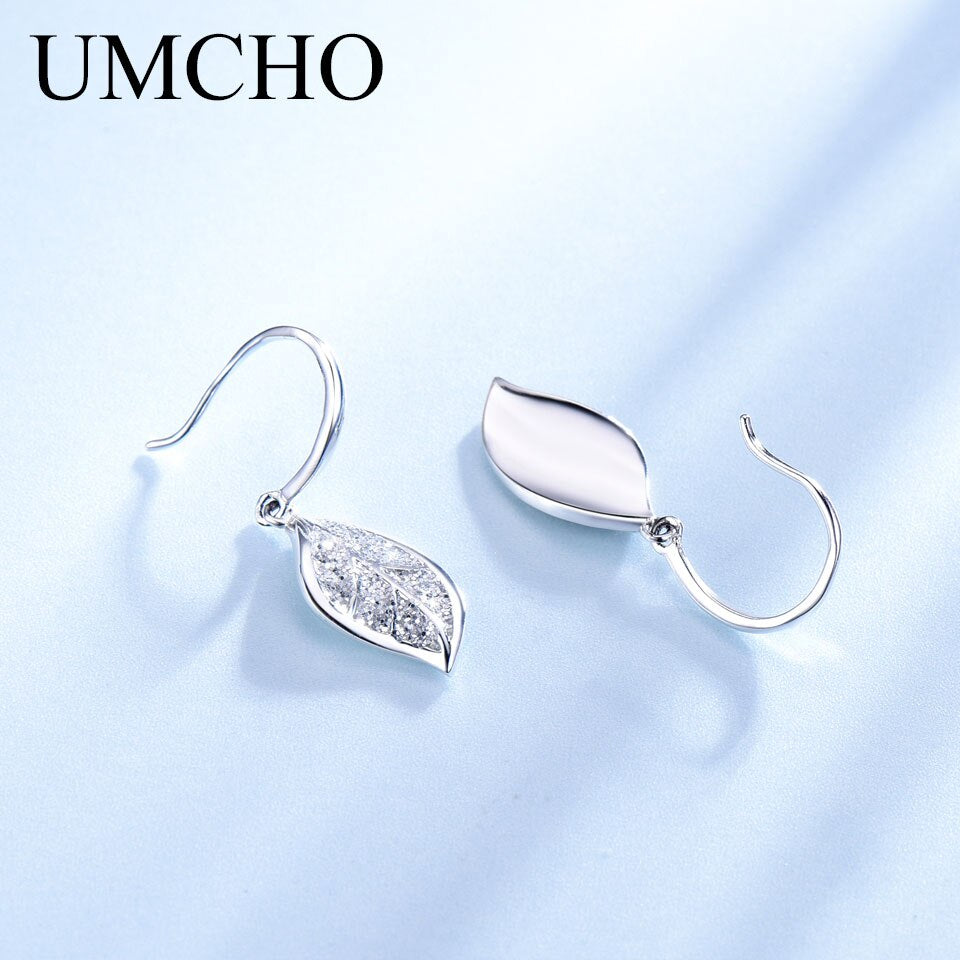UMCHO 925 Sterling Silver Drop Earrings Elegant Romantic Leaf Earrings For Women Sterling Silver Fashion Jewelry