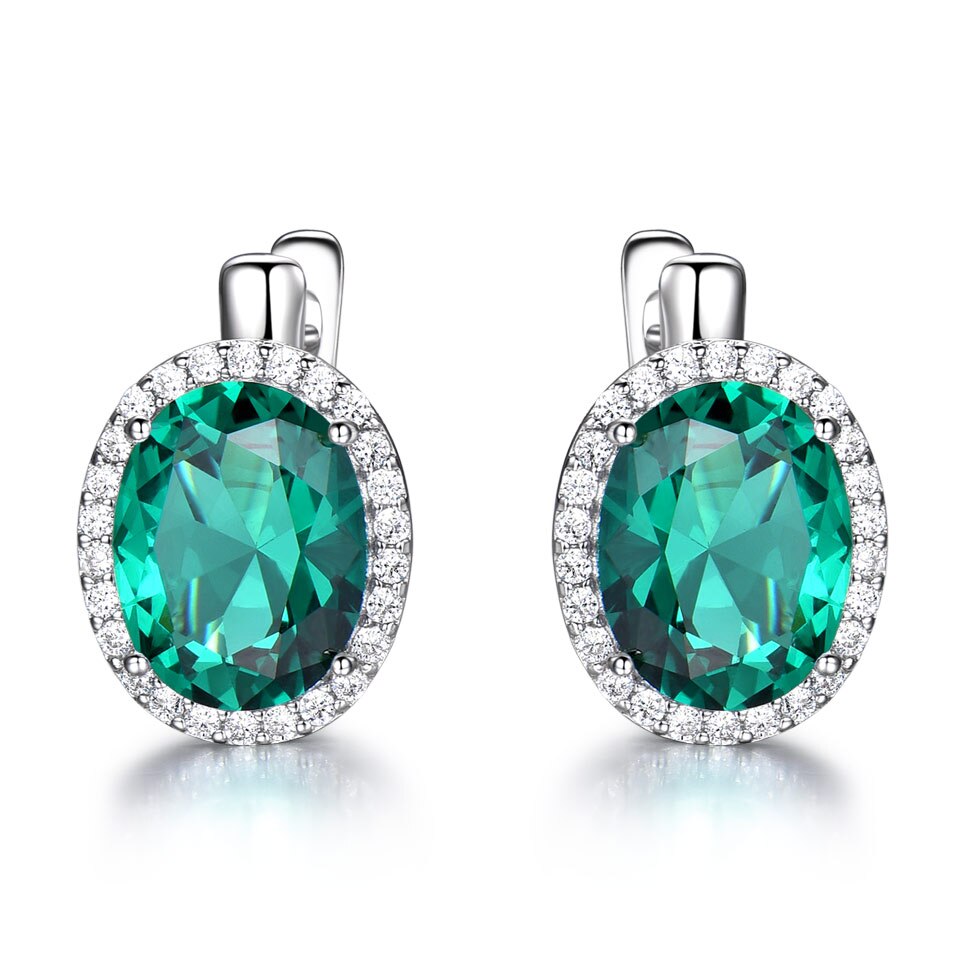 UMCHO Emerald Gemstone Clip Earrings For Women Genuine 925 Sterling Silver Earrings Wedding Anniversary Fashion Jewelry Gift New