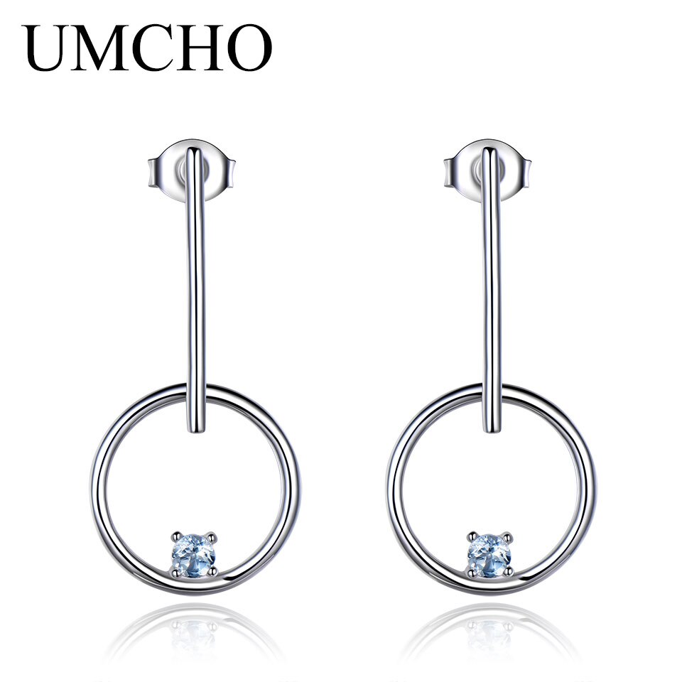 UMCHO Genuine Natural Amethyst 925 Sterling Silver Drop Earrings Wedding Jewelry Birthstone Earrings For Women Mothers Day Gift