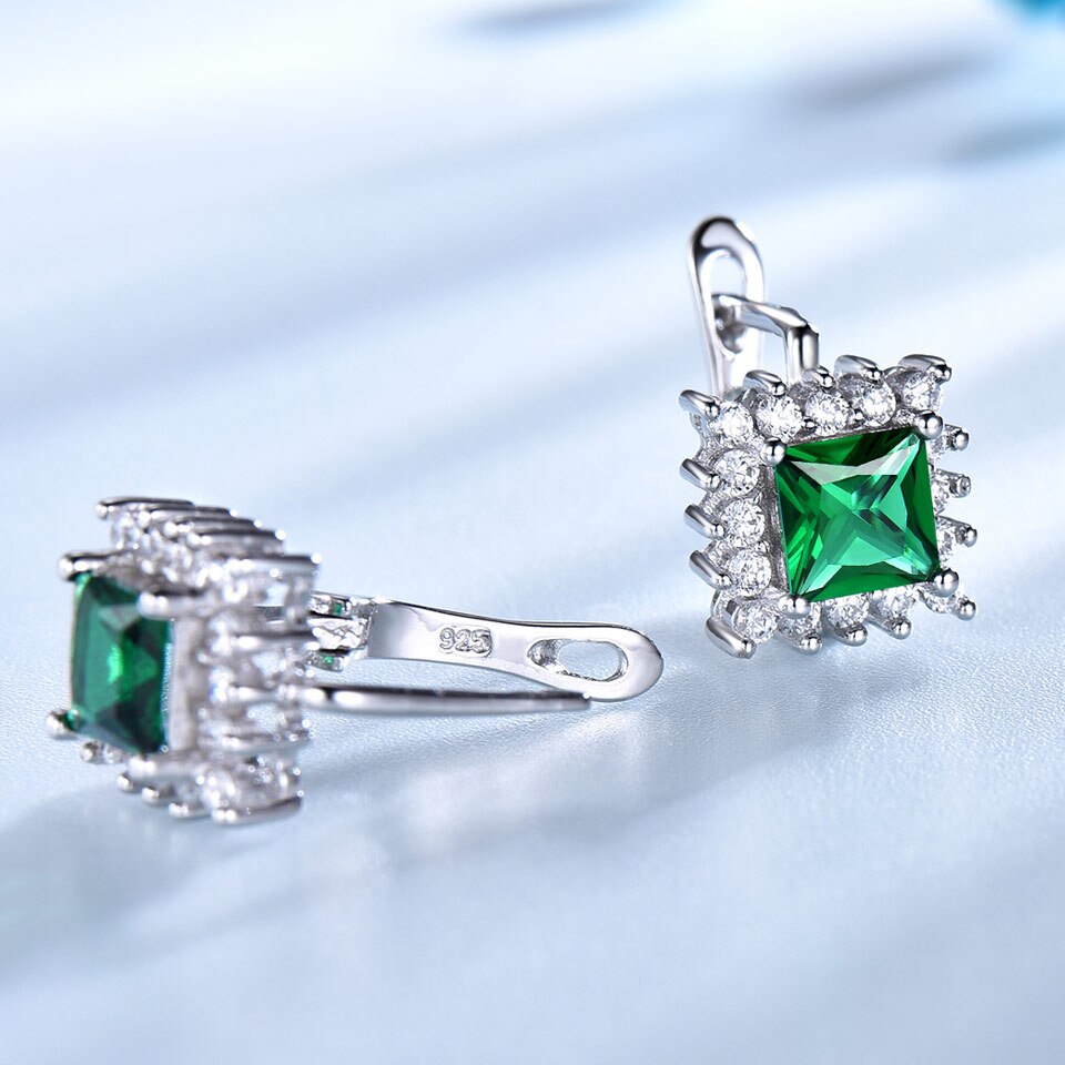 UMCHO Luxury Vintage Green Emerald Clip Earrings For Women Solid 925 Sterling Silver Jewelry Classic Party Gift Fine Jewelry New