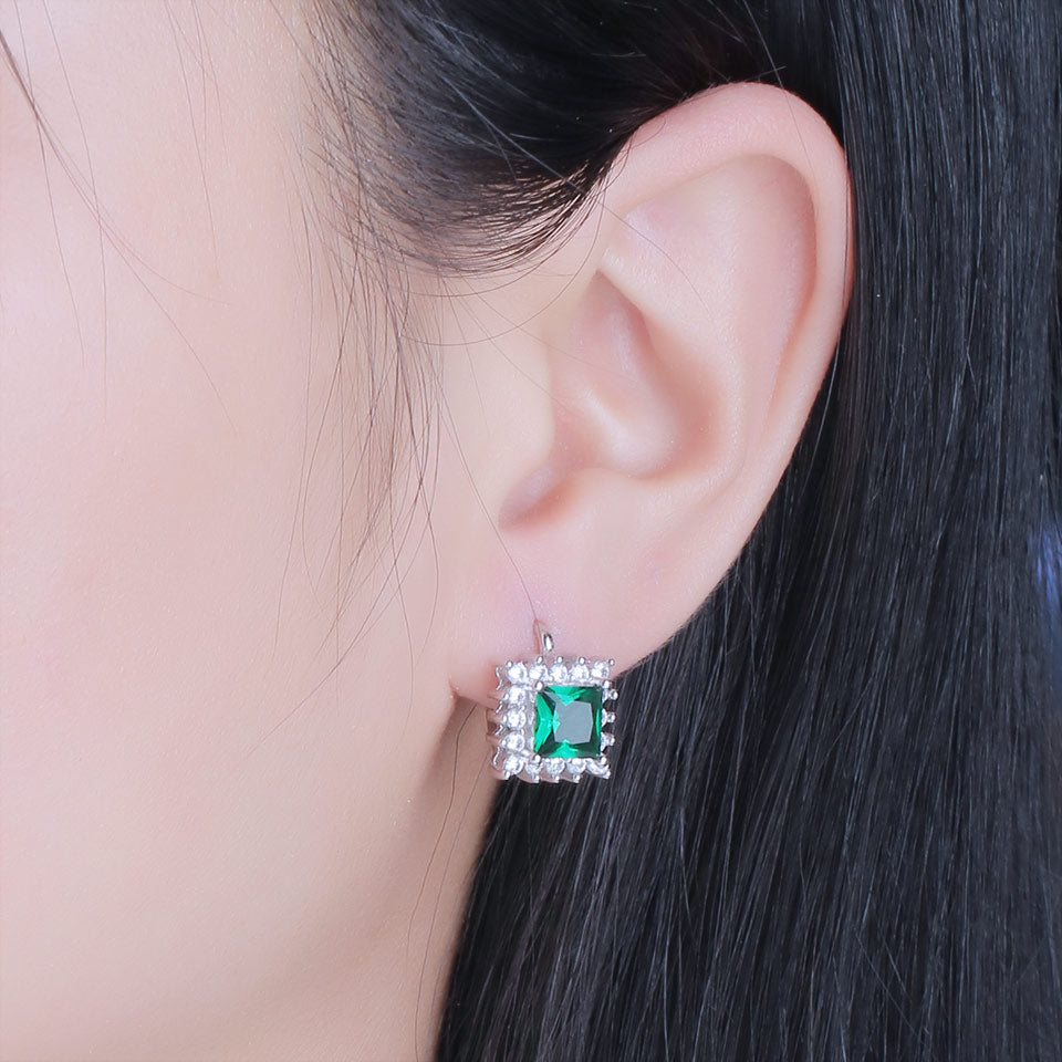 UMCHO Luxury Vintage Green Emerald Clip Earrings For Women Solid 925 Sterling Silver Jewelry Classic Party Gift Fine Jewelry New
