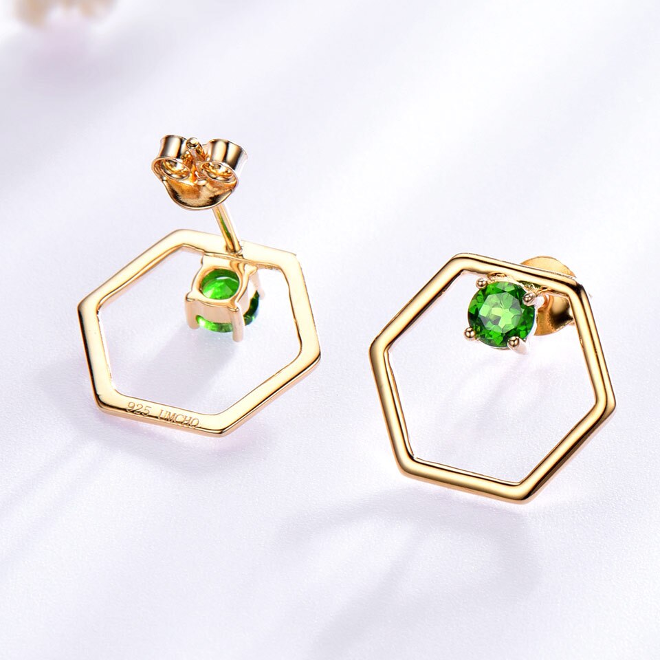 UMCHO Natural Diopside Gemstone Stud Earrings 925 Sterling Silver Jewelry Designer Green Gems Earrings For Girl Fine Jewelry New