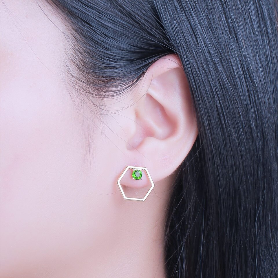 UMCHO Natural Diopside Gemstone Stud Earrings 925 Sterling Silver Jewelry Designer Green Gems Earrings For Girl Fine Jewelry New