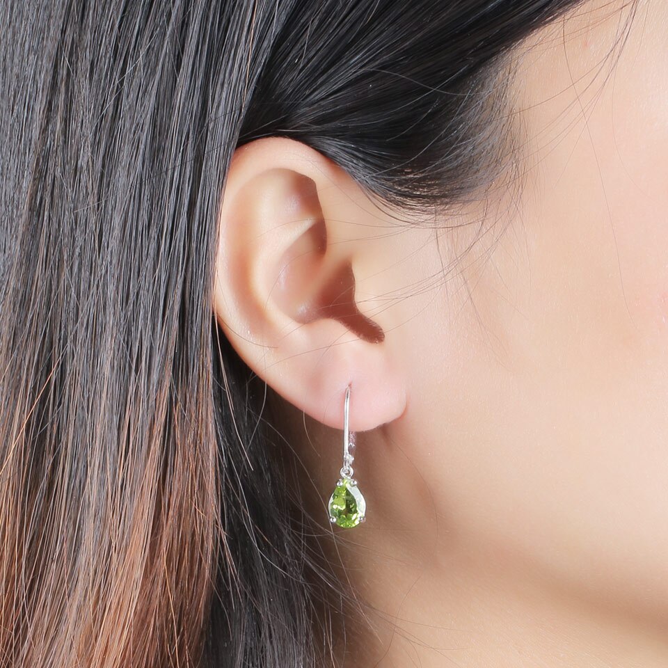 UMCHO Natural Peridot  Gemstone Earrings 925 Sterling Silver Stud Earrings Designer Jewelry Fine Earrings For Women Special Gift