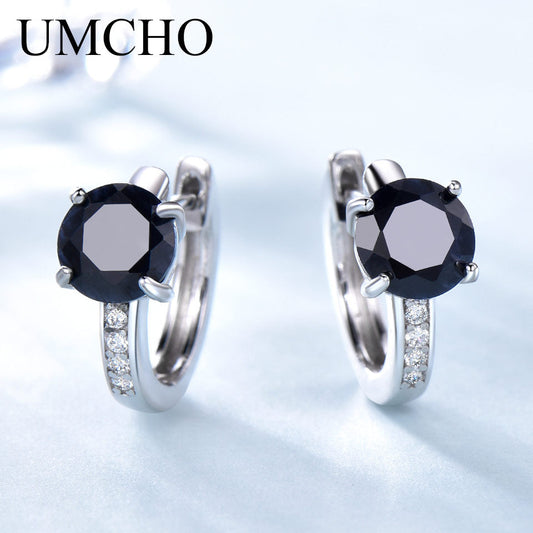 UMCHO Natural Sapphire Earrings For Women 100% Real 925 Sterling Silver Earrings Female Engagement Fine Jewelry