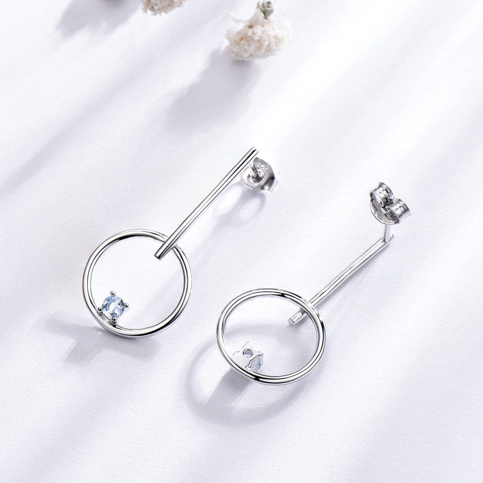 UMCHO Natural Sky Blue Topaz 925 Sterling Silver Earrings For Women Classic Wedding Christmas Drop Earrings Brand Fine Jewelry