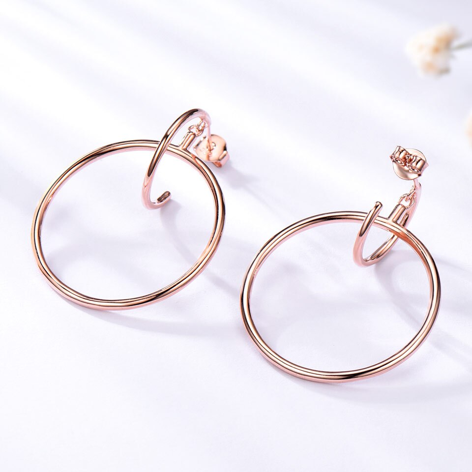 UMCHO Real 925 Sterling Silver Earrings Women Silver Hoop Earrings Embed Pretty Wedding Jewelry Fashion Accessories Party Gift