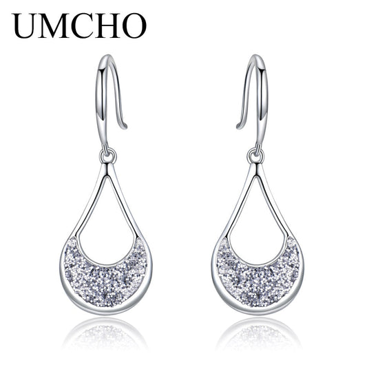 UMCHO Solid 925 Sterling Silver Drop Earrings For Women Party Accessories Wedding Jewlery Earrings Christmas Gift