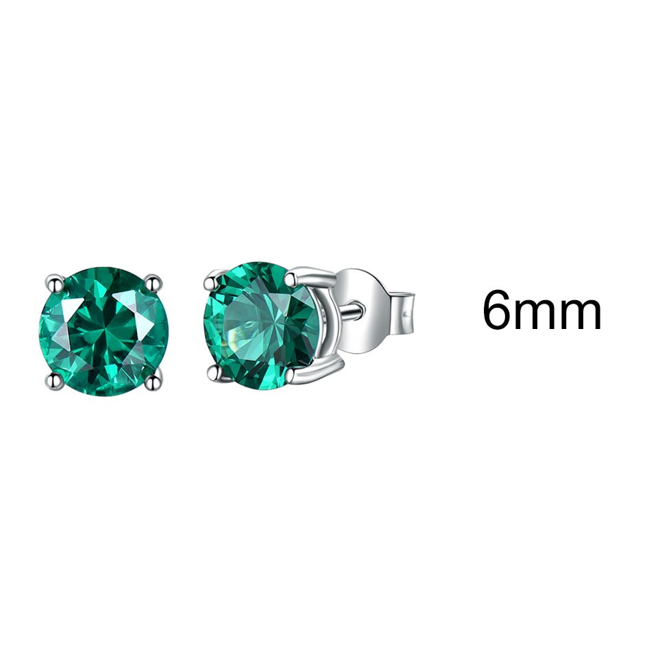 UMCHO Solid 925 Sterling Silver Emerald Gemstone Stud Earrings for Women Engagement Wedding Valentine's Day Gift Classic Jewelry