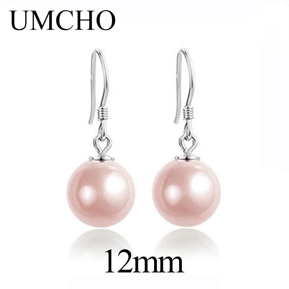 UMCHO Solid Silver 925 Prevent Allergy Freshwater Pearl Drop Earrings Eardrop For Women Engagement Elegant Noble Fine Jewelry